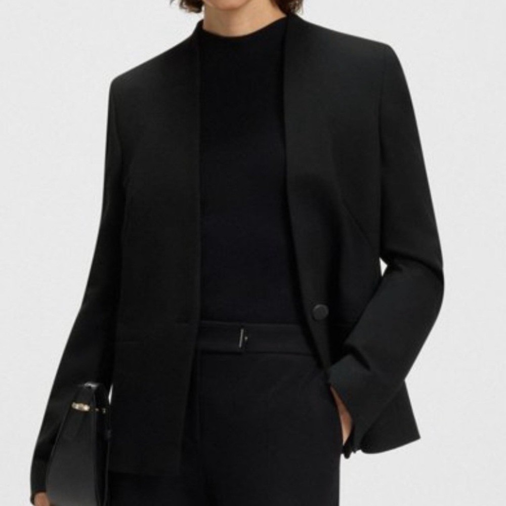 HUGO Collarless Women's Blazer, Fully Lined, Color Black, Size 2 - Picture 1 of 13